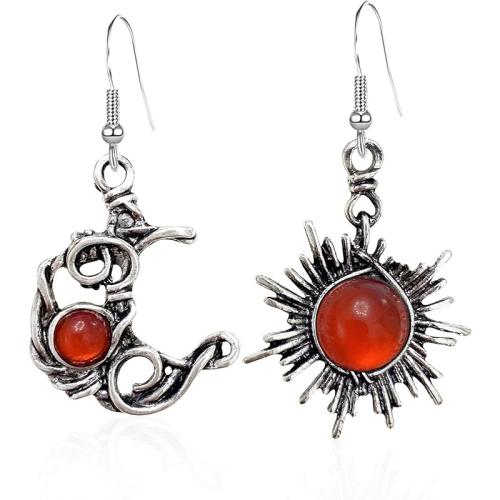 alliage de zinc Boucles d'oreilles asymétriques, avec Moonstone, lune, Placage, Style bohème & pour femme, plus de couleurs à choisir Vendu par paire