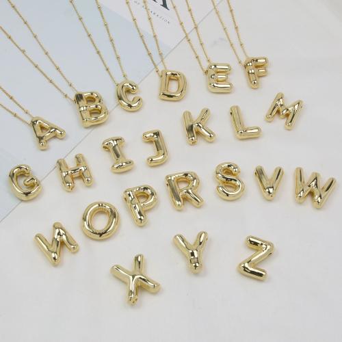 laiton collier, Lettre d’alphabet, Placage de couleur d'or, styles différents pour le choix & pour femme Environ 17.8 pouce, Vendu par PC