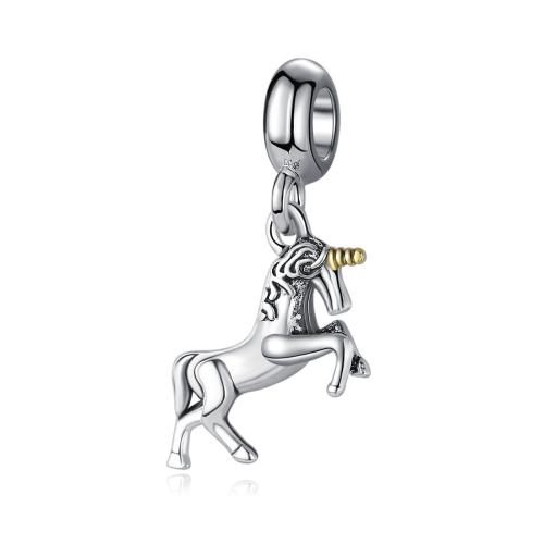 Zinc Alloy Animal Pendants, Unicorn, plated, DIY, 40mm 