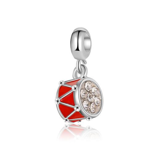 Pendentifs de stras en alliage Zinc, alliage de zinc, tambour, Placage, DIY & émail & avec strass, pendant length 10-30mm, Vendu par PC