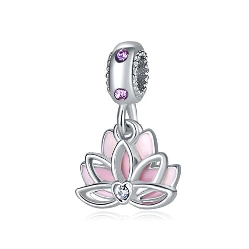 Pendentifs de stras en alliage Zinc, alliage de zinc, Lotus, Placage, DIY & émail & avec strass Vendu par PC