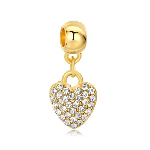 Pendentifs de stras en alliage Zinc, alliage de zinc, coeur, Placage de couleur d'or, DIY & avec strass Vendu par PC