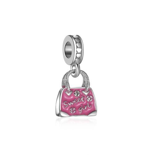 Zinc Alloy Enamel Pendants, Handbag, plated, DIY 