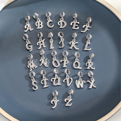 Pendentifs de stras en alliage Zinc, alliage de zinc, Lettre d’alphabet, Placage, DIY & styles différents pour le choix & avec strass Environ 5mm, Vendu par PC