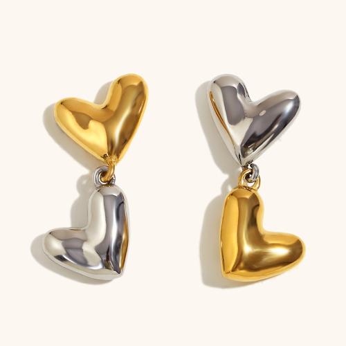Stainless Steel Drop Earring, 316L Stainless Steel, Heart, plated, for woman 