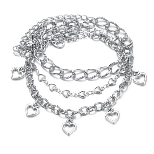Zinc Alloy Anklet, three pieces & fashion jewelry & for woman, original color 