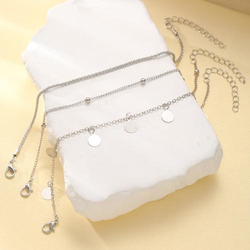 Zinc Alloy Anklet, three pieces & fashion jewelry & for woman, original color 