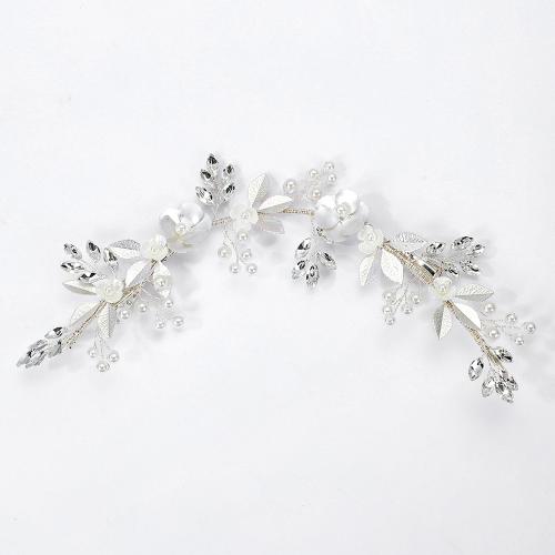 Bridal Hair Band, Zinc Alloy, with brass wire & Polymer Clay & Crystal & Plastic Pearl, handmade, fashion jewelry & for woman, silver color 