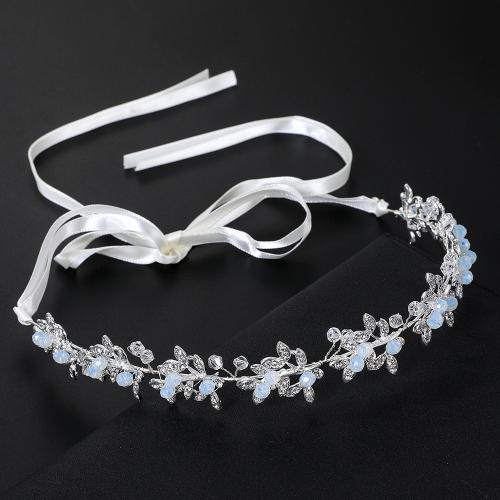 Bridal Hair Band, Zinc Alloy, with brass wire & Crystal, handmade, fashion jewelry & for woman & with rhinestone, silver color 