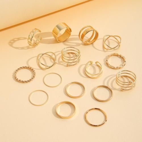Ring Set, Zinc Alloy, plated, 16 pieces & fashion jewelry & for woman, golden 