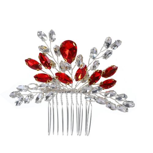 Bridal Decorative Hair Comb, Zinc Alloy, with brass wire & Rhinestone, handmade, fashion jewelry & for woman 