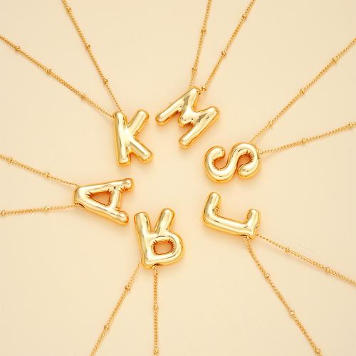 Zinc Alloy Necklace, with 4.8cm extender chain, Alphabet Letter, plated, fashion jewelry & for woman, golden cm 