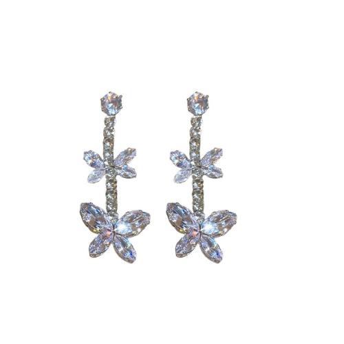 Zircon Micro Pave alliage de zinc cubes Parures, avec laiton, bijoux de mode & pavé de micro zircon & pour femme, argent, Vendu par PC