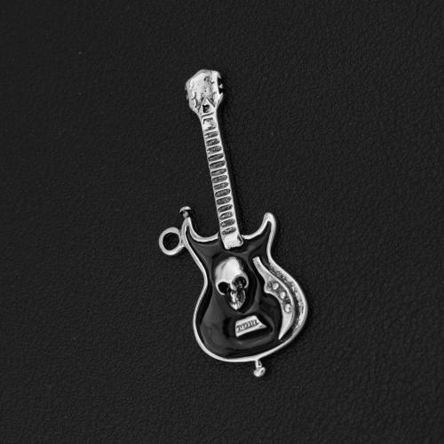 Pendentifs en alliage de zinc Instrument de musique en forme, guitare, Placage de couleur argentée, DIY & émail, couleurs mélangées, Vendu par PC