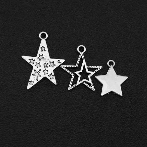 Pendentifs d'étoile en alliage zinc, alliage de zinc, Placage de couleur argentée, DIY, argent, Vendu par PC