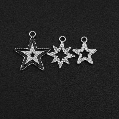 Pendentifs d'étoile en alliage zinc, alliage de zinc, Placage de couleur argentée, DIY & émail & avec strass, plus de couleurs à choisir, Vendu par PC