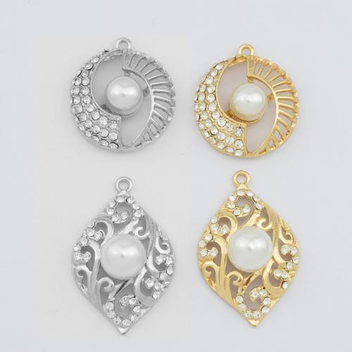 pendentifs en Zirconite cubique (CZ) et alliage de zinc, avec perle de plastique, Placage, DIY & avec strass, plus de couleurs à choisir, Vendu par PC