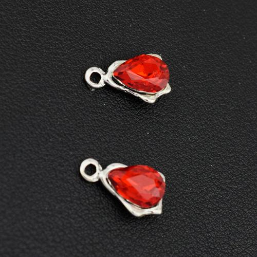 colgantes del acero inoxidable con cúbico zirconia, acero inoxidable 304, Gota, chapado en color de plata, Bricolaje & micro arcilla de zirconia cúbica, color mixto, Vendido por UD