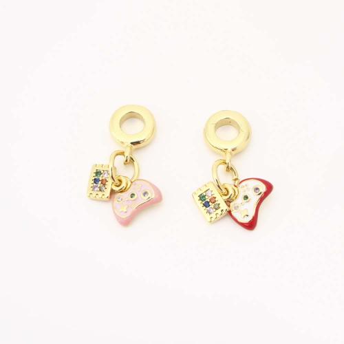 Cubic Zirconia Micro Pave Brass Pendant, DIY & micro pave cubic zirconia & enamel 
