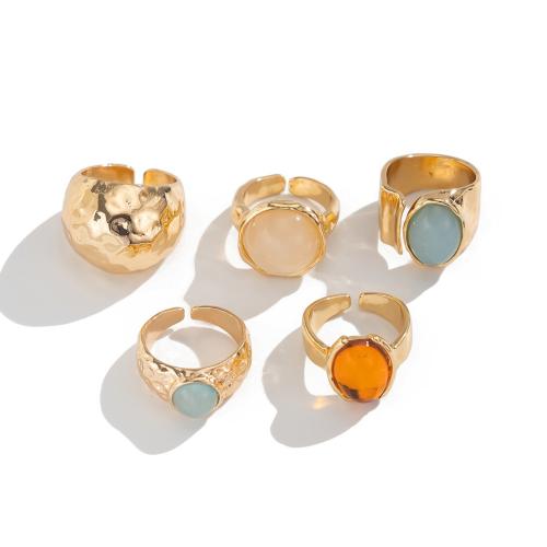 亜鉛合金リングセット, 亜鉛合金, とともに アクリル, メッキ, 5個入り & ファッションジュエリー & ユニセックス, 無色, 売り手 パソコン