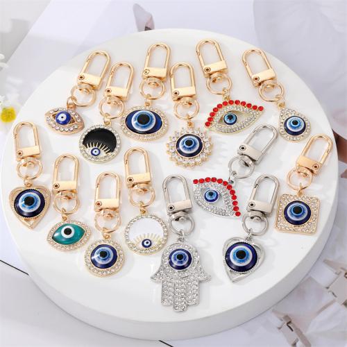 Turquie verre porte-clés, alliage de zinc, avec résine, Placage, unisexe & styles différents pour le choix & émail & avec strass, key clasp length 60-70mm, Vendu par PC