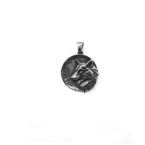 Pendentifs en titane, Acier titane, loup, poli, Vintage & DIY, couleur originale, pendant length 30-40mm, Vendu par PC
