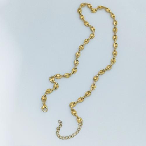 Stainless Steel Chain Necklace, 304 Stainless Steel, gold color plated, fashion jewelry, golden 