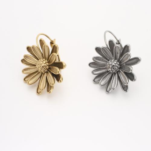 ステンレス　ダングル ピアス, 304ステンレススチール, 花形, 真空イオンプレーティング, ファッションジュエリー & 女性用, 無色 売り手 パソコン