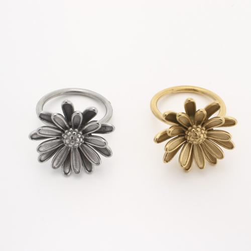 Bague en acier inoxydable, Acier inoxydable 304, fleur, Placage ionique sous vide, bijoux de mode & pour femme, plus de couleurs à choisir Diamètre inté Environ 17mm, Vendu par PC