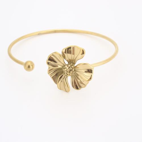 Bracelet en acier inoxydable, Acier inoxydable 304, Placage ionique sous vide, bijoux de mode & pour femme, doré Outer x50mm., Vendu par PC