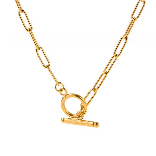 Stainless Steel Chain Necklace, 304 Stainless Steel, 18K gold plated, fashion jewelry & for woman Approx 51-60 cm 