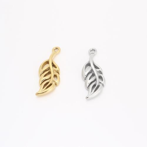 Pendentif Feuille en acier inoxydable, Acier inoxydable 304, Placage ionique sous vide, DIY & creux, plus de couleurs à choisir Vendu par PC