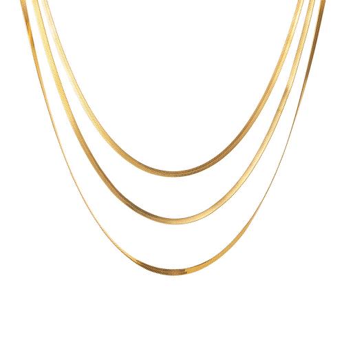 Stainless Steel Chain Necklace, 304 Stainless Steel, 18K gold plated, three layers & fashion jewelry & for woman Approx 21-50 cm 