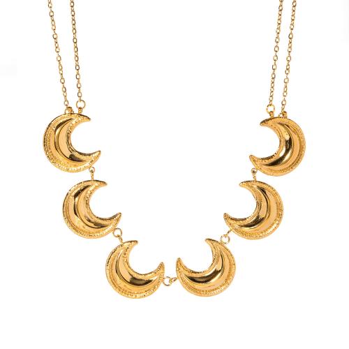 Collar de Acero Inoxidable, acero inoxidable 304, 18K chapado en oro, Doble capa & Joyería & para mujer, Vendido por UD