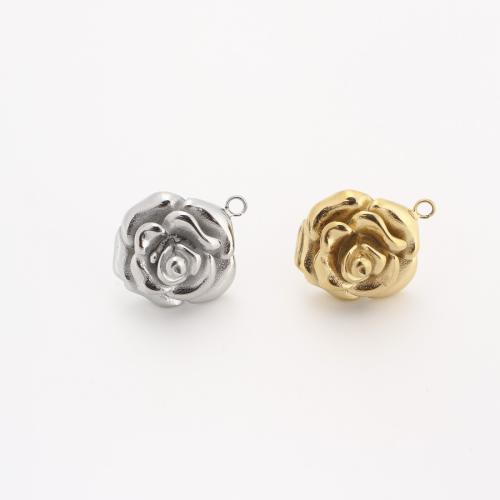 Stainless Steel Earring Stud Component, 304 Stainless Steel, Flower, Vacuum Ion Plating, DIY 