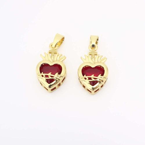 Cubic Zirconia Micro Pave Brass Pendant, gold color plated, DIY & micro pave cubic zirconia 