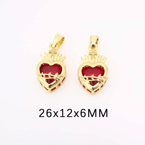 Cubic Zirconia Micro Pave Brass Pendant, gold color plated, DIY & micro pave cubic zirconia 