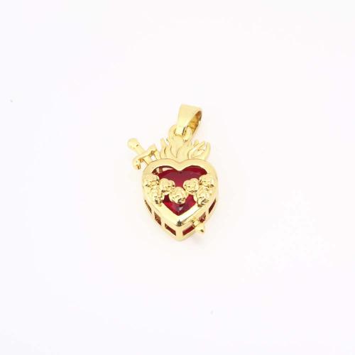 Cubic Zirconia Micro Pave Brass Pendant, gold color plated, DIY & micro pave cubic zirconia 