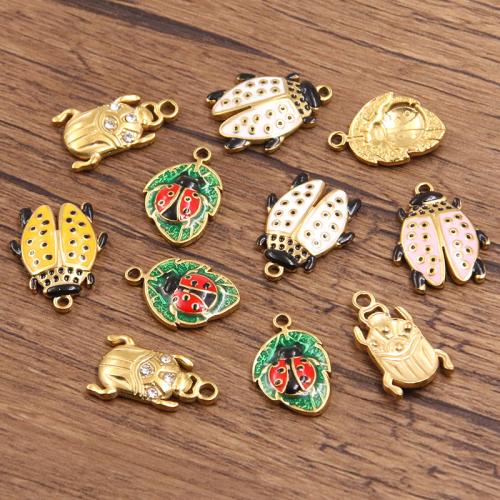 Pendentifs d'animaux en acier inoxydable , Acier inoxydable 304, Placage de couleur d'or, DIY & émail, plus de couleurs à choisir Vendu par sac