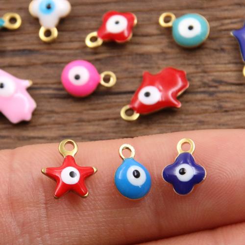 Fashion Evil Eye Pendant, 304 Stainless Steel, gold color plated, DIY & enamel [