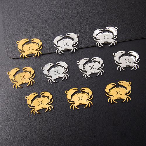 Pendentifs d'animaux en acier inoxydable , Acier inoxydable 304, crabe, Placage, DIY, plus de couleurs à choisir Vendu par sac