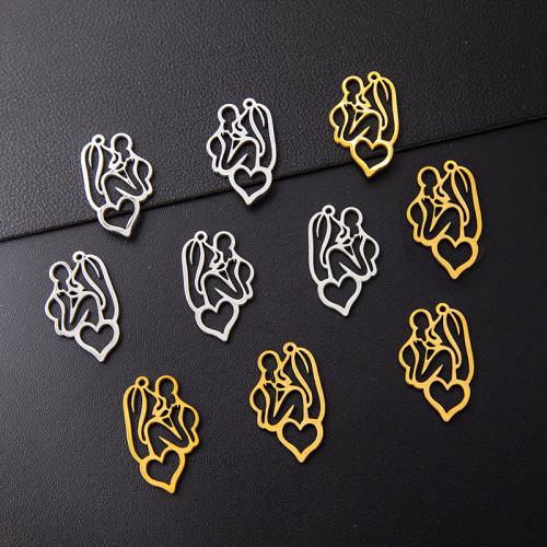 Stainless Steel Hollow Pendant, 304 Stainless Steel, Mother and Baby, plated, DIY 