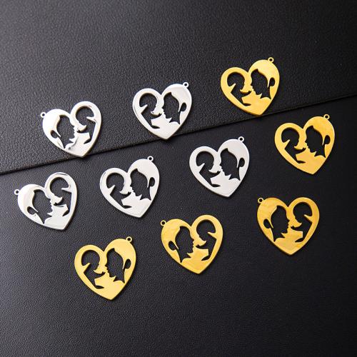 Pendentif creux en acier inoxydable, Acier inoxydable 304, coeur, Placage, DIY, plus de couleurs à choisir Vendu par sac