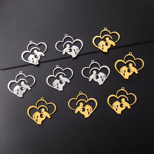 Pendentif creux en acier inoxydable, Acier inoxydable 304, coeur, Placage, DIY, plus de couleurs à choisir Vendu par sac