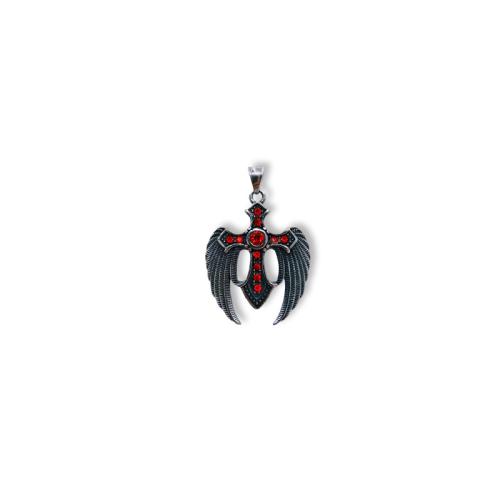 Pendentifs en titane, Acier titane, La Croix avec les ailes, DIY & pavé de micro zircon Vendu par PC