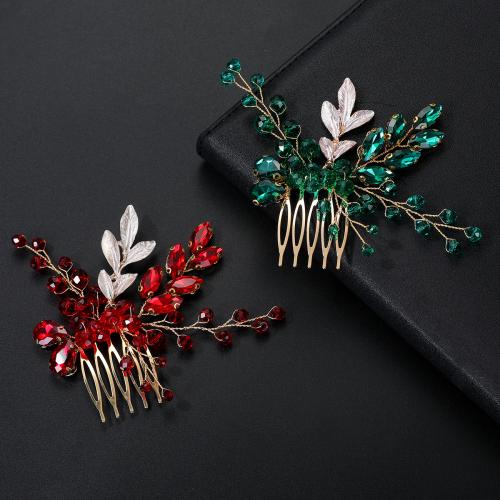 Bridal Decorative Hair Comb, Zinc Alloy, with brass wire & Crystal, handmade, fashion jewelry & for woman 