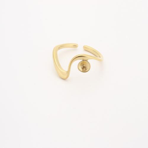 accessoire de bague en acier inoxydable, Acier inoxydable 304, Placage ionique sous vide, DIY, doré Inner diameter of the pearl tray :5mm., Diamètre inté Environ 18mm, Vendu par PC