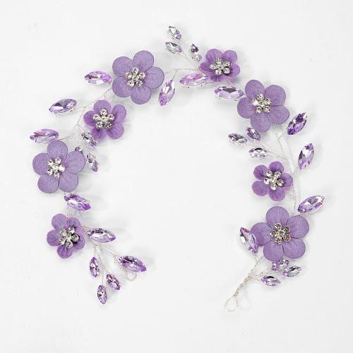 Bridal Hair Wreath, Cloth, with brass wire & Crystal, handmade, Girl & fashion jewelry & with rhinestone, purple 