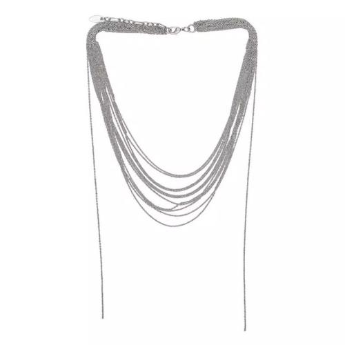 Collier de mode Multi couche, laiton, Placage, bijoux de mode & multicouche & pour femme, argent Environ 72 cm, Vendu par PC