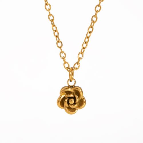 Conjuntos de joyería de acero inoxidable, acero inoxidable 304, Flor, chapado en oro real, diferentes estilos para la opción & para mujer, Vendido por UD
